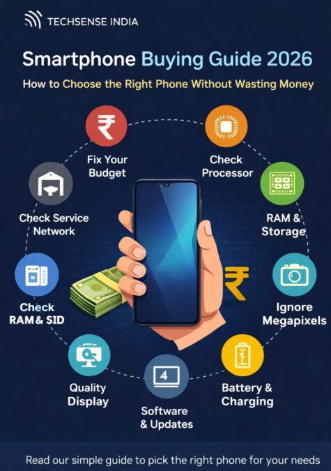 A collection of 2026 smartphones with price tags and comparison graphics, representing a smart buying guide.