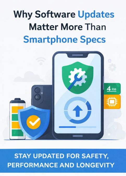 Smartphone software update screen highlighting security and performance improvements