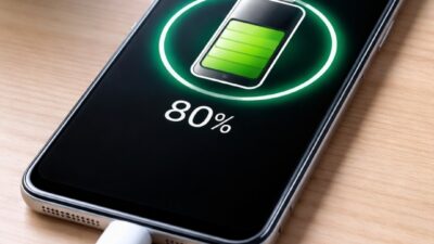 smartphone battery fully charged at 100 percent showing long term battery damage