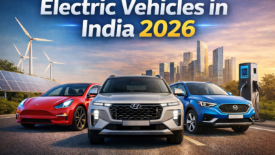 electric vehicles charging at a public station in India in 2026