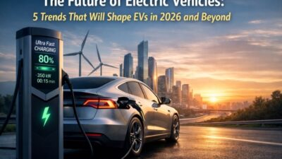 future electric vehicle concept showing advanced technology and charging