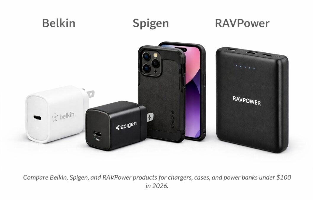 Top global tech accessories in 2026 – Belkin charger, Spigen mobile accessories, RAVPower power bank