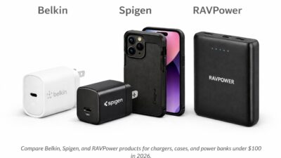 Top global tech accessories in 2026 – Belkin charger, Spigen mobile accessories, RAVPower power bank