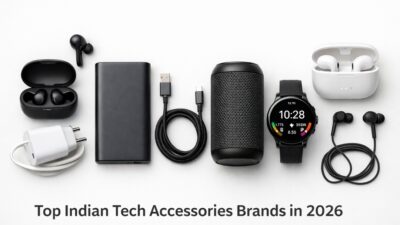 Top Indian tech accessories in 2026 including earbuds, speakers, power banks and smartwatches